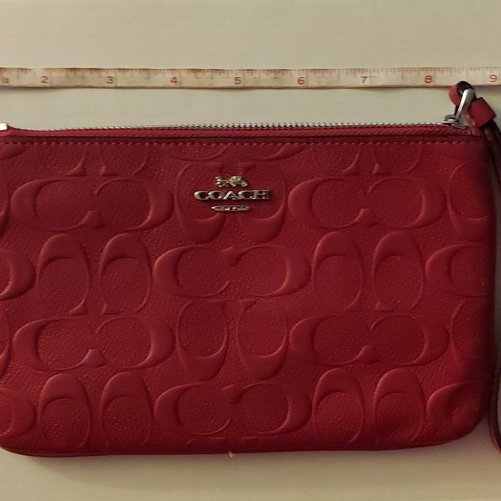 Red Coach clutch style wristlet